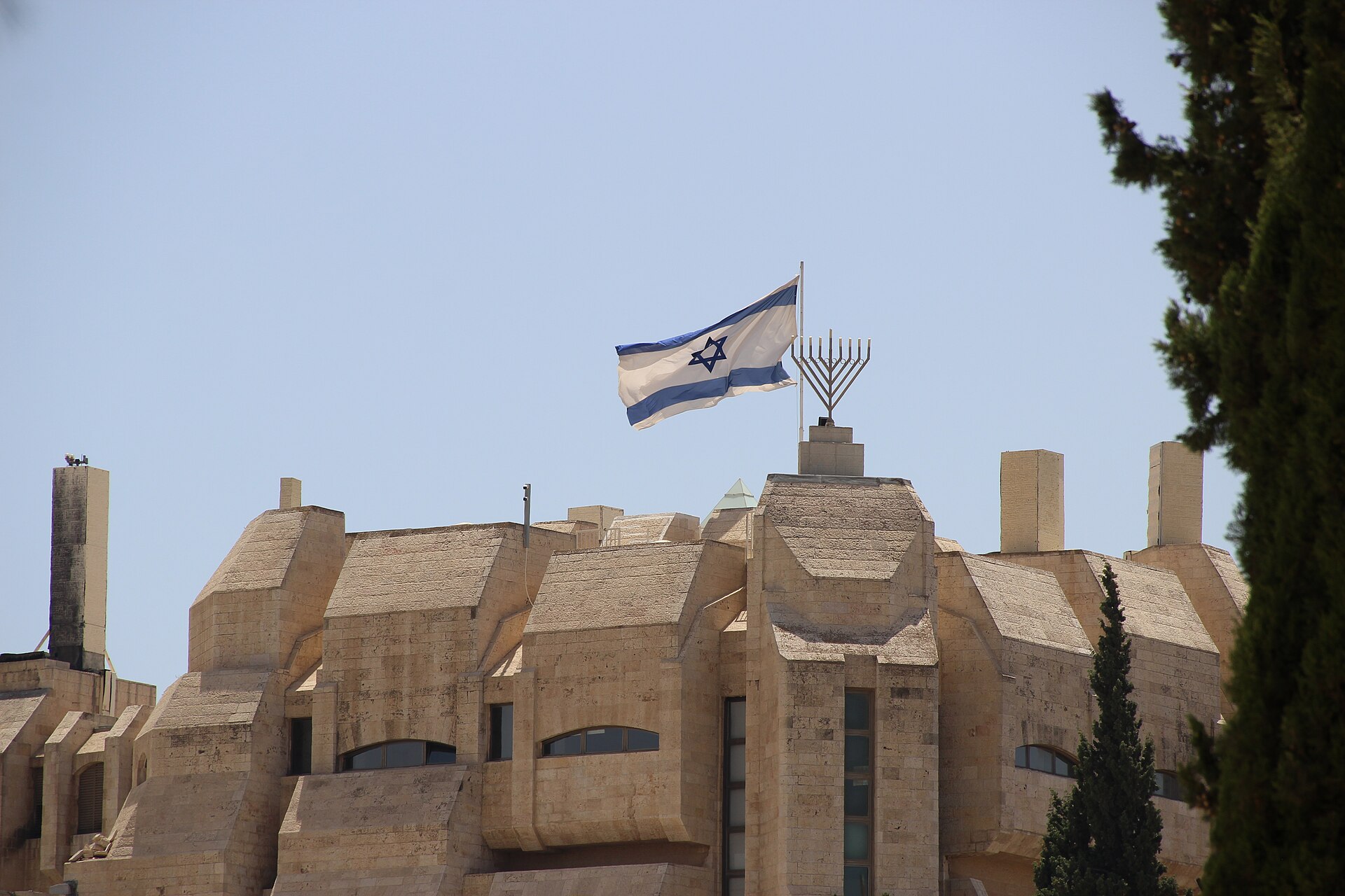The flag of Israel flying above the Old City of Jerusalem